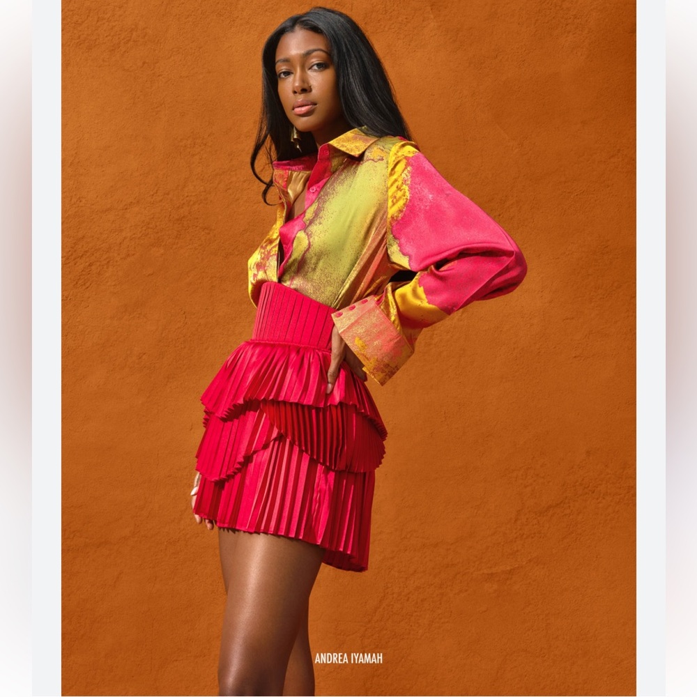 Andrea Iyamah Hibi Pleated High-Rise Shorts-NWT